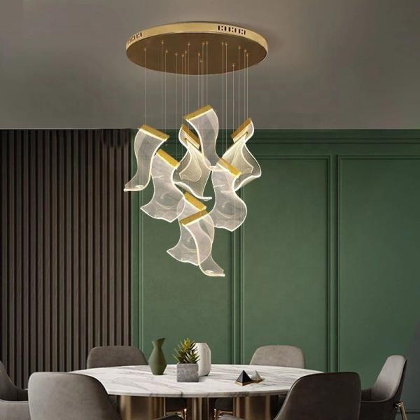 Acrylic Luxury Staircase Chandelier Lighting LED Multi Light Pendant Chandelier