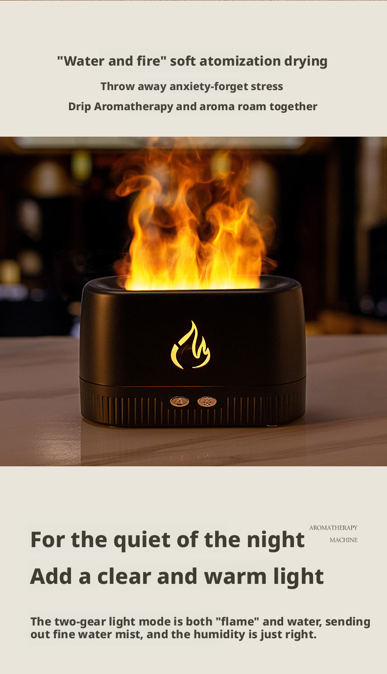 Essential Oil Flame Aromatherapy Diffuser USB Powered With LED Flame Light OEM Size