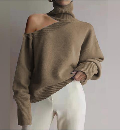 O fabricante High Neck Off do vestuário da quantidade pequena empurra a parte superior longa da luva das mulheres feitas malha da camiseta