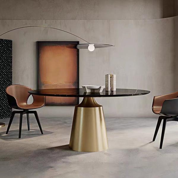 Round Luxurious Ceramic Marble Tabletop Dining Table
