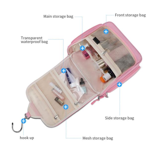 Sac de toilette de voyage suspendu Compact Camping Porte sur rose 10X4X10 pouces