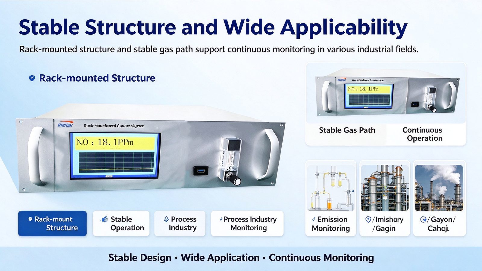 Rack Mounted Infrared Gas Analyzer CH4 CO CO2 NH3 CnHm SF6 SO2 Tester