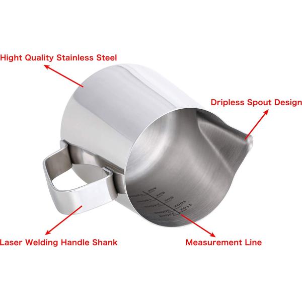 12 Oz Stainless Steel Milk Pitcher For Espresso Machine  CE  Certification
