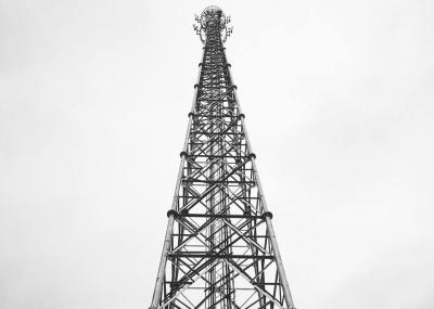 Power Cable Silver Electric Transmission Tower , Painted Tubular Antenna Tower