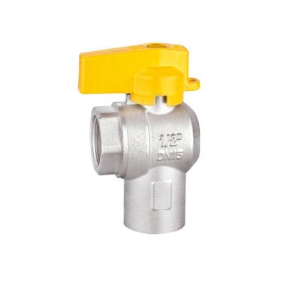 Forged Brass Angle Ball Valve Threaded Washing Machine Angle Valve Nickel Plated