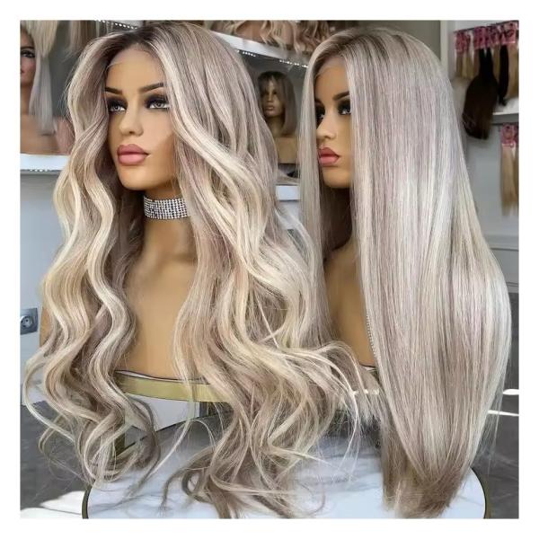 European Hair Human Hair Wigs with Frontal 180% Density HD Lace Front and Body Wave