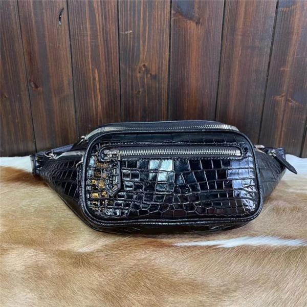 Casual Style Authentic Alligator Skin Men's Small Waist Packs Exotic Genuine Crocodile Leather Male Travel Chest Bag