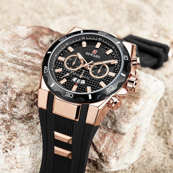 Silicone Band Mens Stainless Steel Watches Fake Chronograph With Big Face