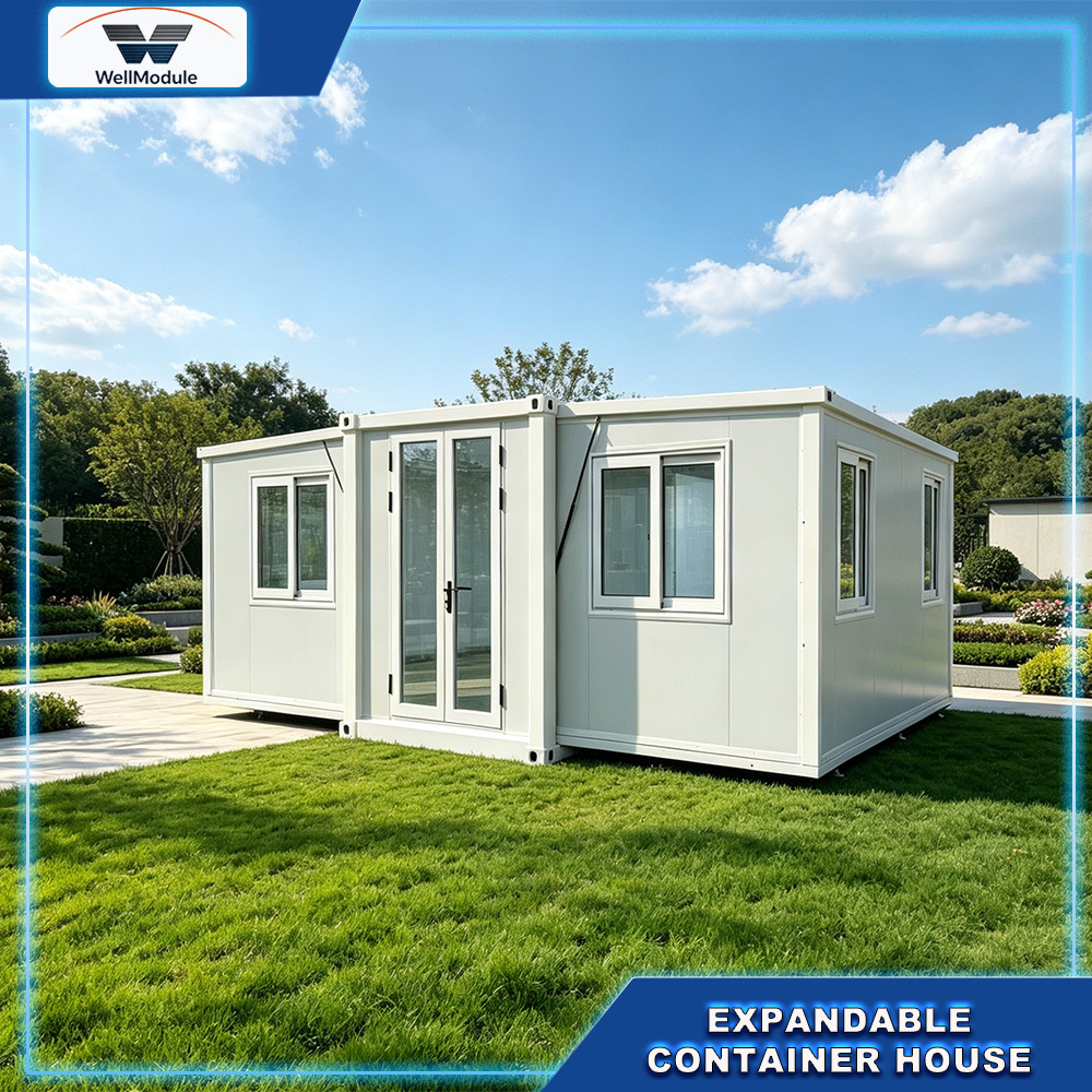 Expandable container house practical modular design providing expandable living and working areas for various industries