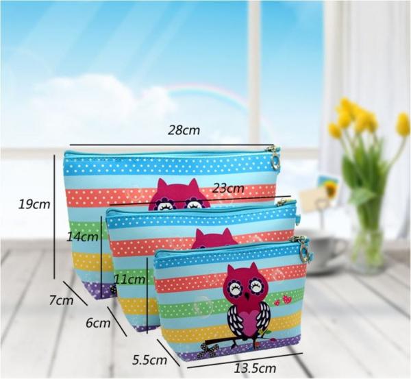 3 PCS cosmetic bag waterproof cosmetic bag large capacity pu leather, Bathroom, Storage (3 Sizes) (Orange sun flower)
