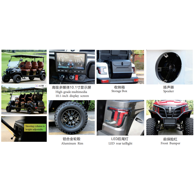 Luxury 6 Passenger Electric Golf Cart with 72V High-power Lithium Battery and Rear Storage Box Made from High-strength Composite Materials