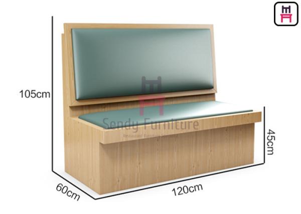 Closed Plywood PU Leather Upholstered Restaurant Booth Light Blue Commercial Seating