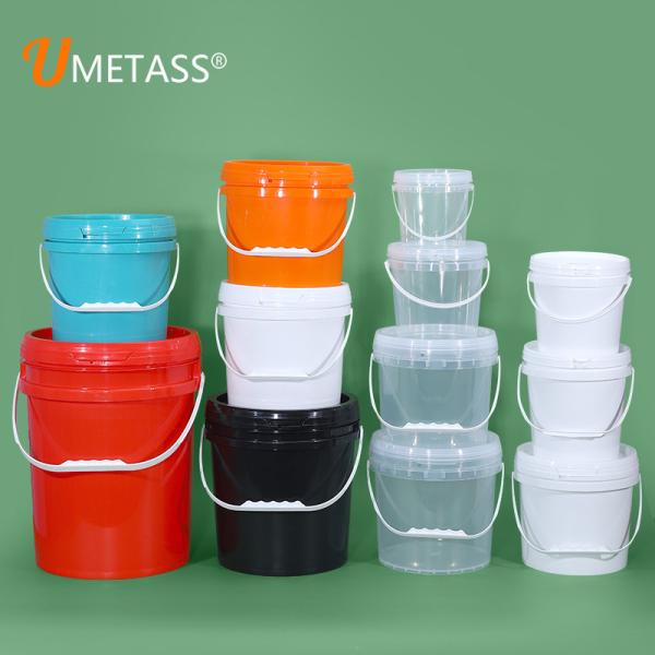Seau en plastique durable avec couvercle et poignée 1L 2L 3L 4L 5L volume et transparent