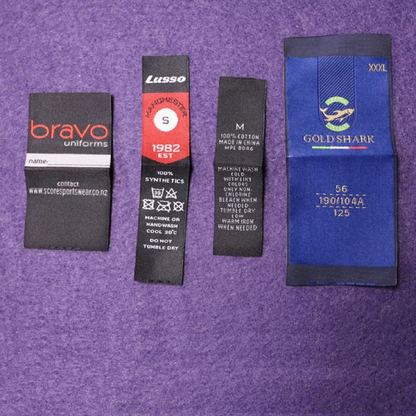 Custom Made Woven Clothing Labels Cloth Sewing Labels Fold For Garment