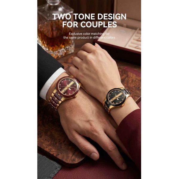 AuraCrest Duo Quartz Watch | Ceramic Couple Wholesale