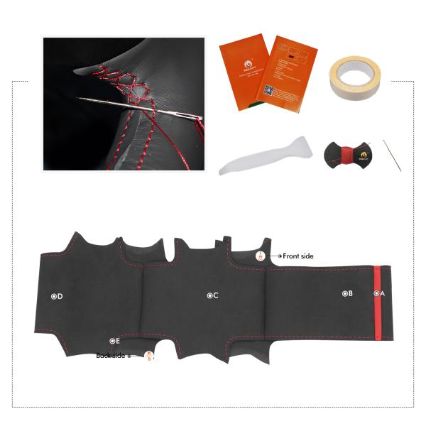 High Quality Customized Hand Sewing Suede Steering Wheel Cover With Red Stripe for Land Rover Discovery 4 2010-2016