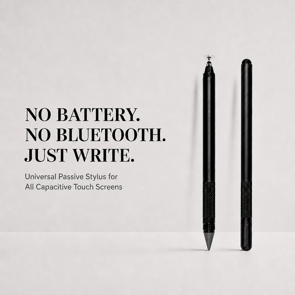 Dual Head Stylus Pencil 143mm 9mm Matte Black Capacitive Pen with Detachable Cap, Everlasting Graphite Tip for Notes and Drawing