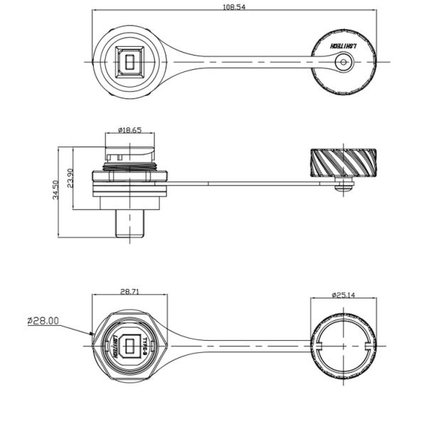 Waterproof USB-BF To USB-BF Female To Female Coupler For Printing Equipment