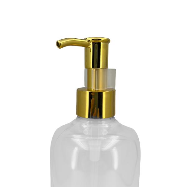 250ml 500ml プラスチック透明ローションボトル 金色のポンプヘッドとスナップを固定