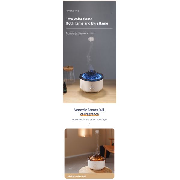Smart Home Appliance 560ml Cool Mist Sprayer Remote Control Jellyfish Ultrasonic Flame 3D Volcano Aroma Air Humidifier Diffuser