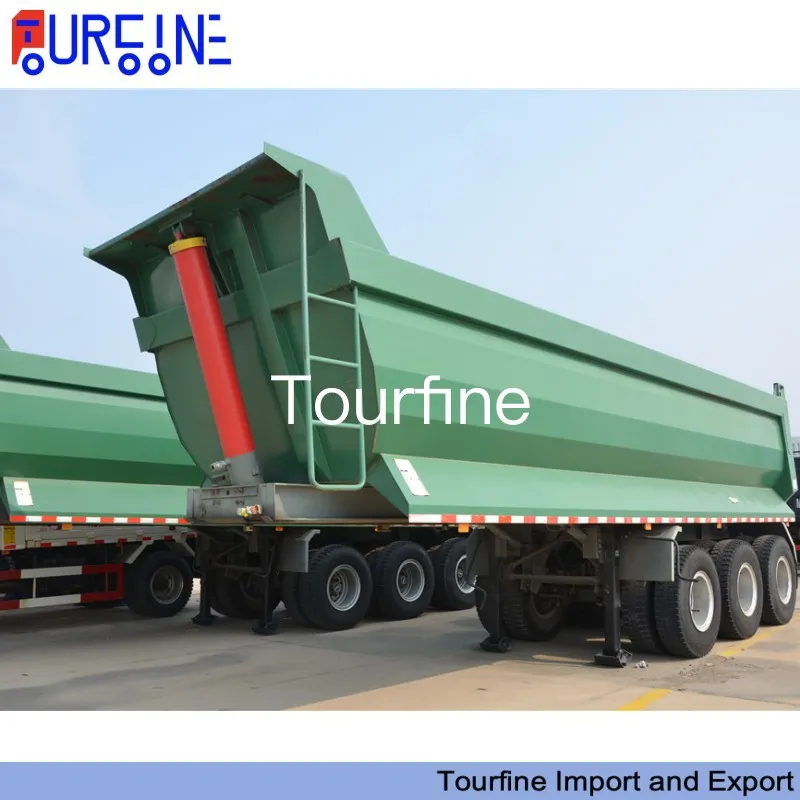 Tri Axle 40 Ton Rear Dump Semi Trailer For Sand Stone Aggregate Transportation