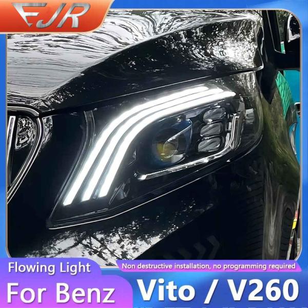 Reunião de faróis Para Mercedes Benz VITO Classe V 2016-2020 Retrofit Maybach DRL LED Luz Amarelo Fluxo V260