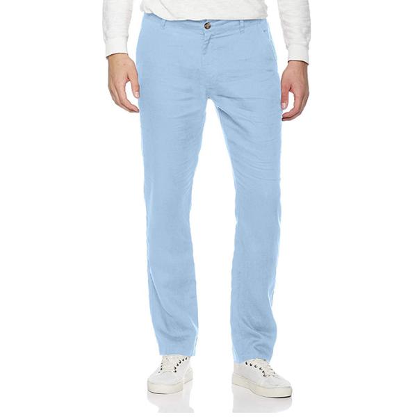 Multicolor Mens Lightweight Summer Linen Trousers Breathable Straight Leg Dress Pants