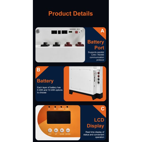 All In One Vertical StackedSolar Storage System Home Energy Storage 5KW Hybrid All in One Inveter