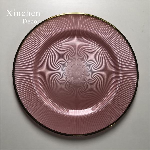 Стеклянные пластинки для зарядки свадьба роскошный золотой красный розовый полосатый округлый