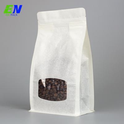 Kraft Flat Bottom Coffee Bags With Zipper Customized Size Color
