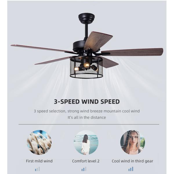 Home Office 5 Plywood 2000LM Crystal Ceiling Fan Light With DC AC Motor