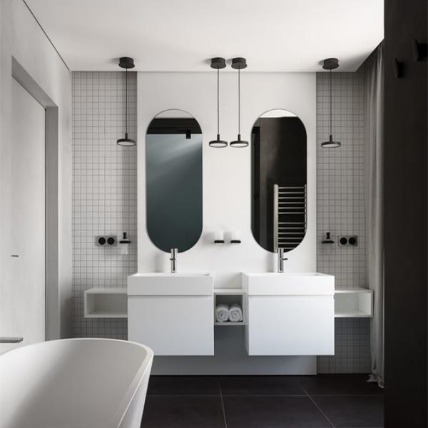 Minimalist Bathroom Vanity Units Mirror Matte White Flat Panel Melamine Wall Mount