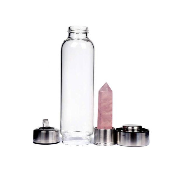 Natural Crystal Energy Glass Water Bottle With Rope 500ml Customizable Logo