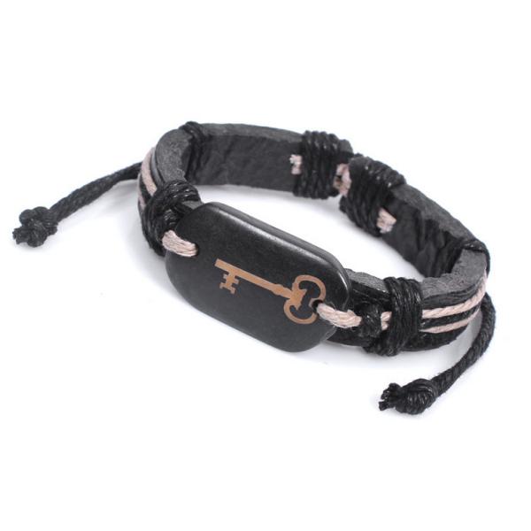 Couples lock key creative bone leather bracelet Valentine's Day gift
