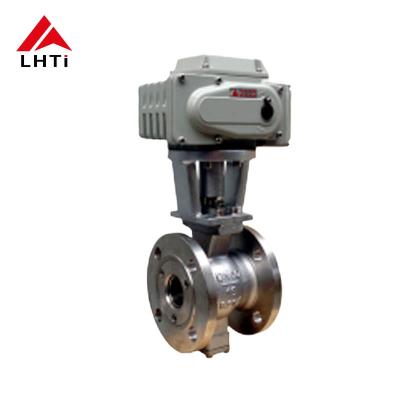 ASME B16.10 válvula de esfera de titânio de porta V TA1 TA2 TA10 Gr2 Gr3 válvula de esfera elétrica de tipo V para tratamento de água