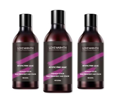 A forma semi permanente cor-de-rosa místico do creme da cor do cabelo do lilás protege a duração