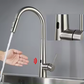 Single Handle Stainless Steel Kitchen Faucet Pull Down Sprayer Hot And Cold Water Mixer