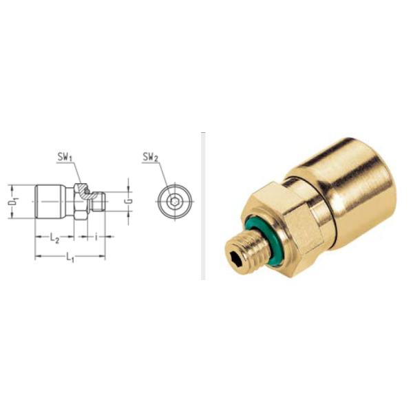 Straight joint EISELE Yellow Brass M6*5 Pneumatic Fast twist joint