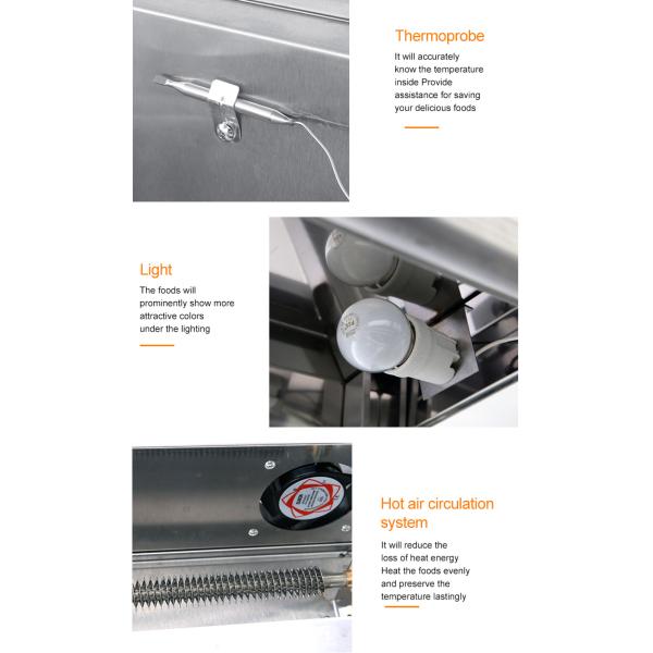 1600 Вт коммерческая кухня приставка верхний фаст-фуд теплее дисплей Витрина для курицы KFC