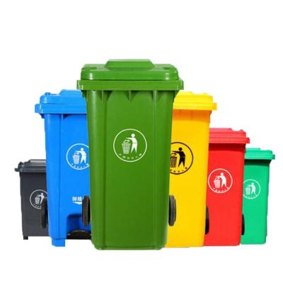 Caixote de lixo plástico exterior plástico do caixote de lixo 100L 120L da roda do HDPE verde