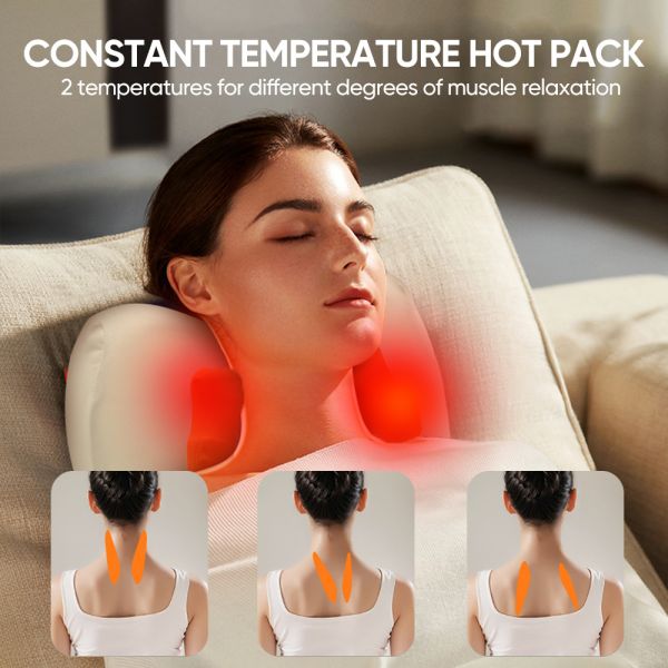 Portable Shiatsu Neck Massager with 6D Kneading Massage and Heat Therapy for Neck and Shoulder Relief