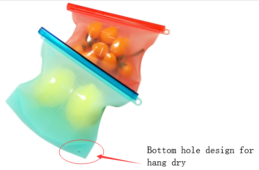New Eco-friendly Silicone Kitchen Utensils Keeping Fresh Storage Bag 1L 1.5L BPA Free