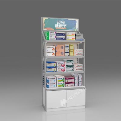 JYaS-YZ-05B High-End Boutique Pharmacy Design Cabinet for Pharmacy Entrance with White Glossy Boards