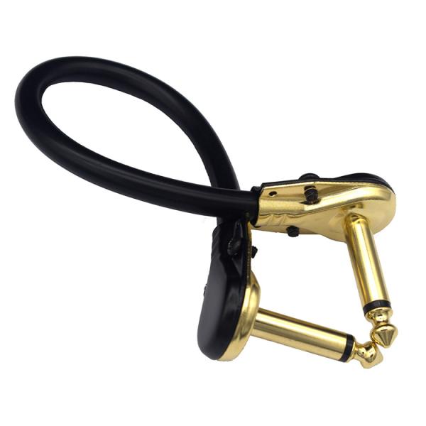 1/4 6.35mm Inch Silver Golden Right Angle Mono TS Audio Jack Instrument Guitar Patch Cable