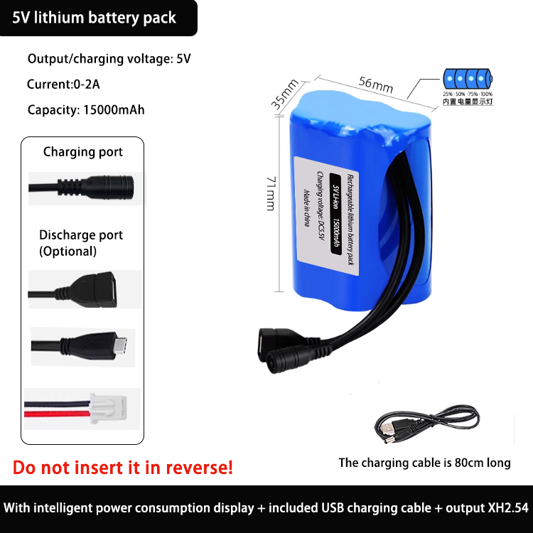 Custom Rechargeable Aa Battery Type-c Usb Charging Port 15000mah 5V2A Rechargeable Battery 18650 Type-C