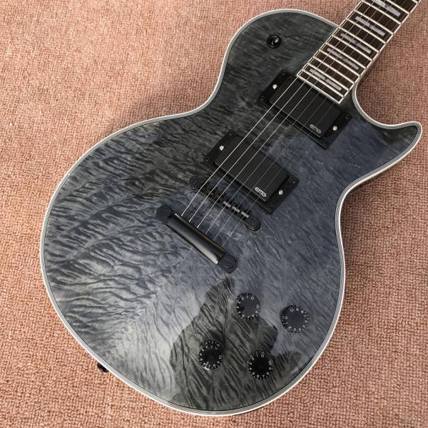 Custom LP electric guitar, Transparent black burst maple top, Active pickup electric guitar, free shipping