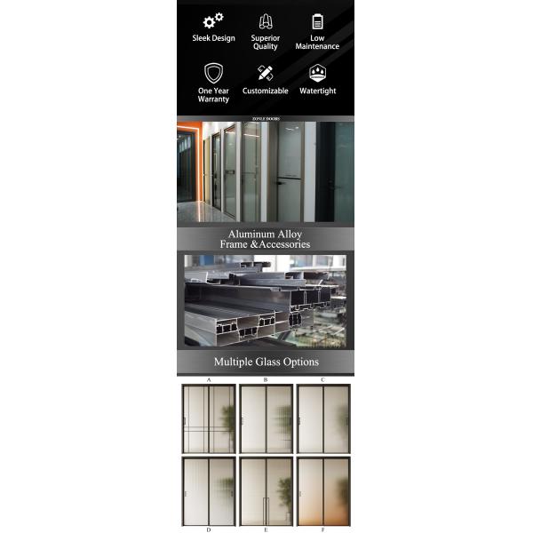 Modern Aluminum Frame Interior Swing Tempered Glass Bathroom Shower Door