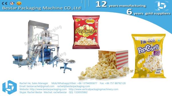 Automatic popcorn packing machine with multi heads weigher