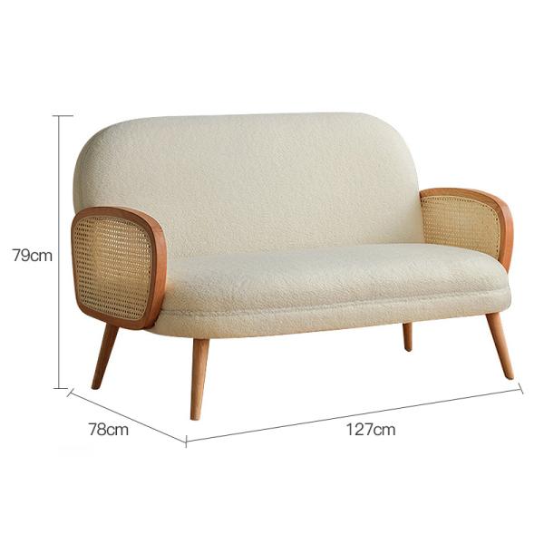 Solid Wood Rattan Modern Fabric Sofa Set Cloth Single Leisure Chair