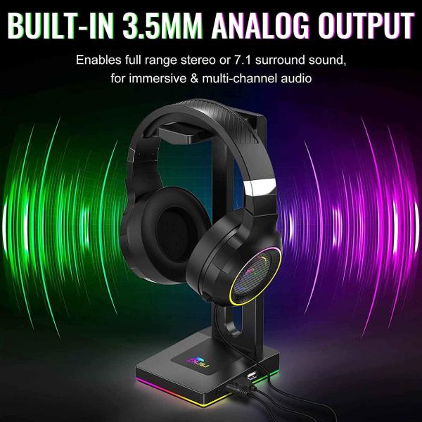 Черный персонализированный USB RGB 2 держателя шлемофона переносит высоту 27.5cm